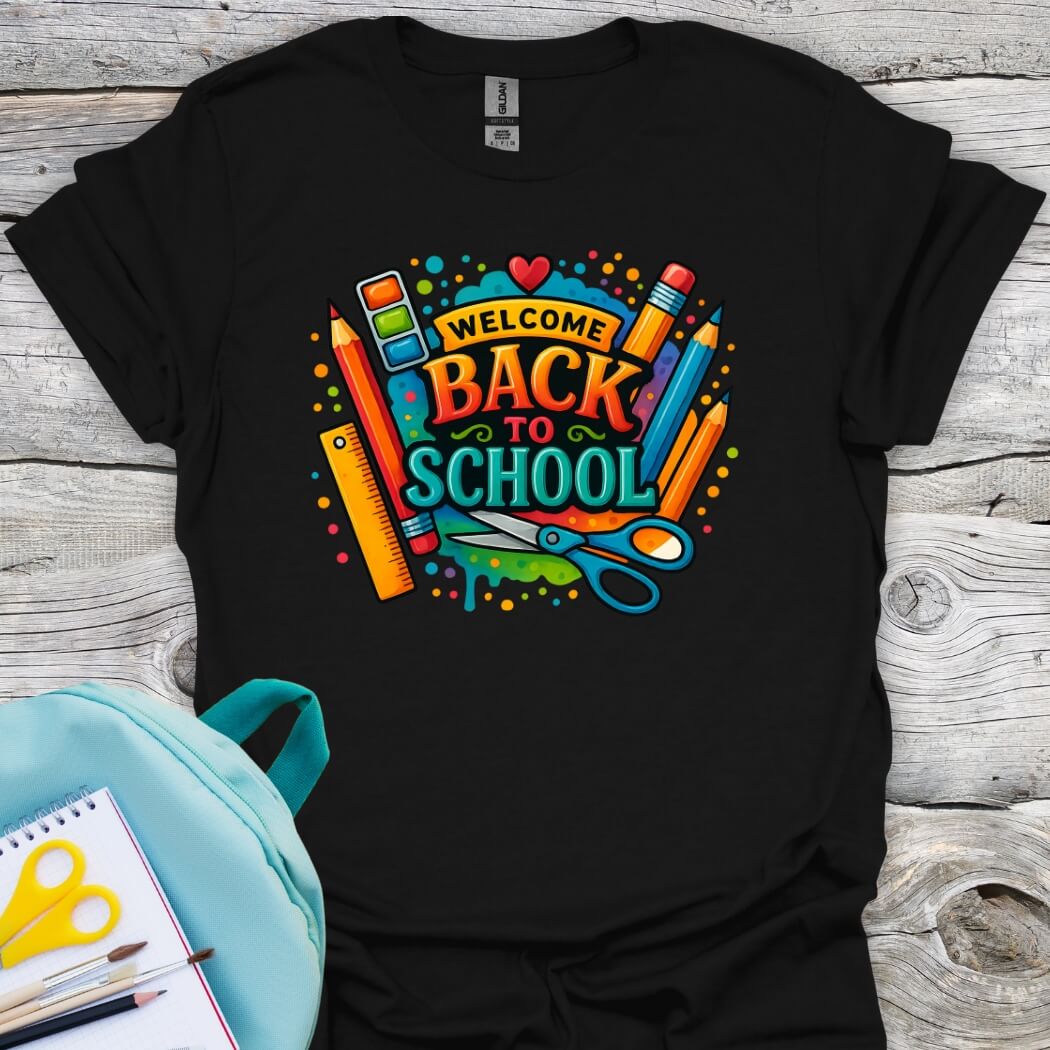 Back to school colorfull black shirt