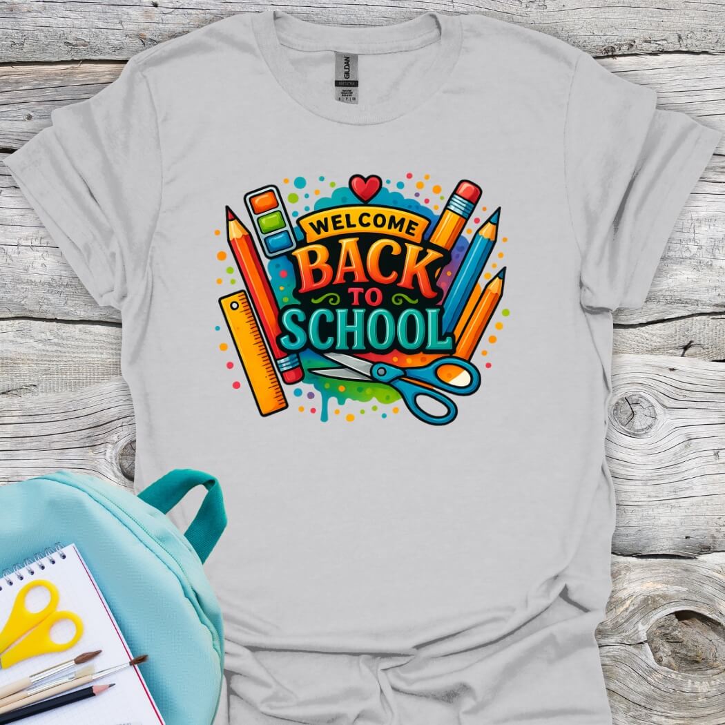 Back to school colorfull grey shirt
