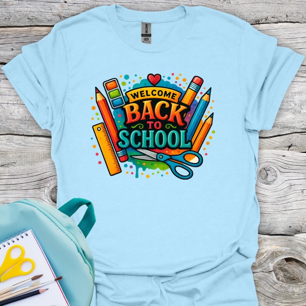 Back to school colorfull lightblue shirt