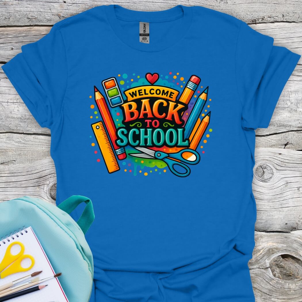 Back to school colorfull royal blue shirt