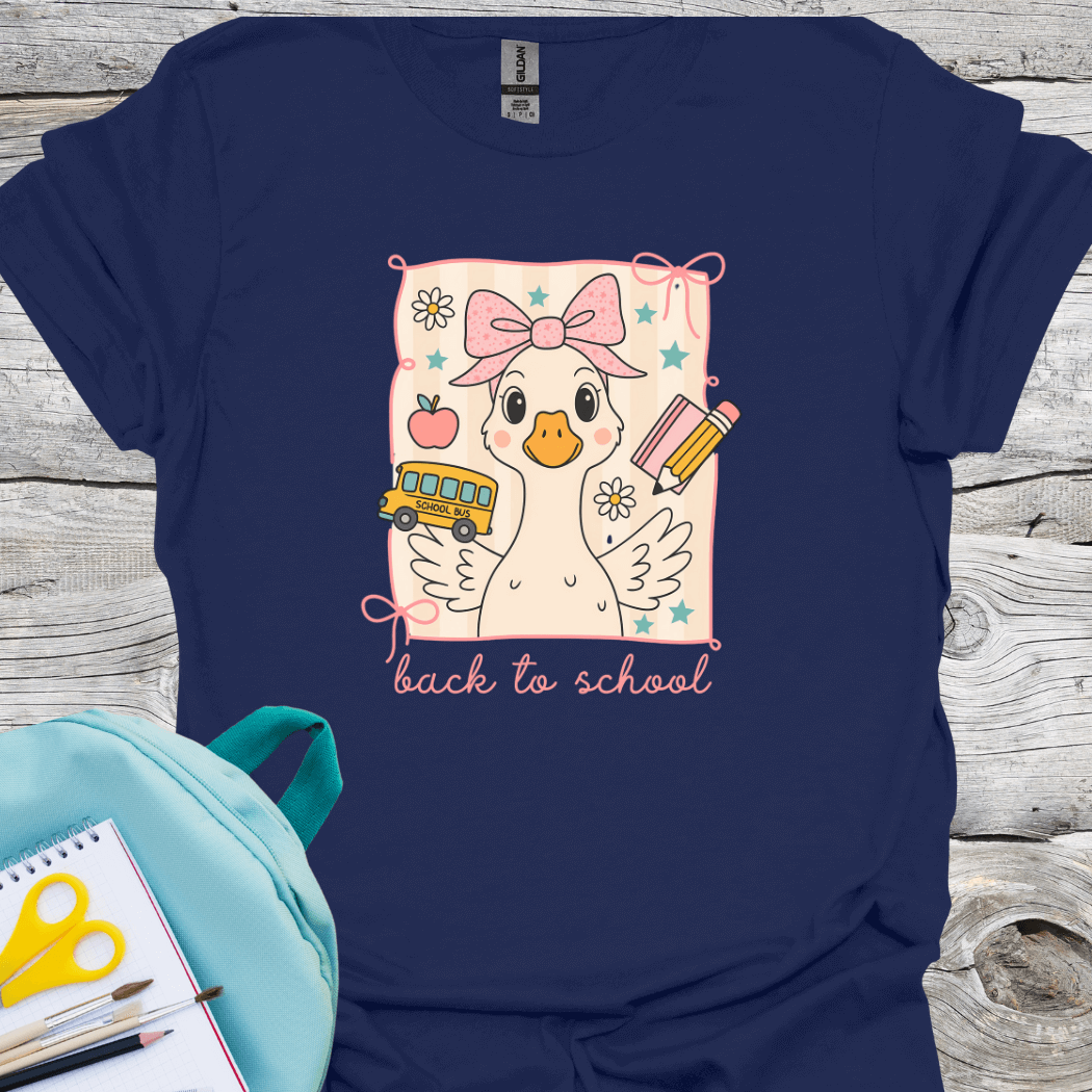 Back to school girl goose navy tshirt