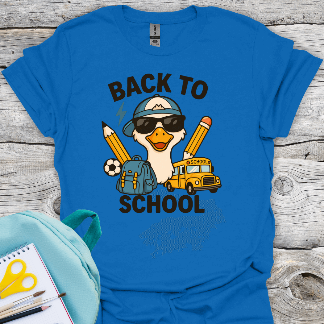 Back to school goose royal blue tee