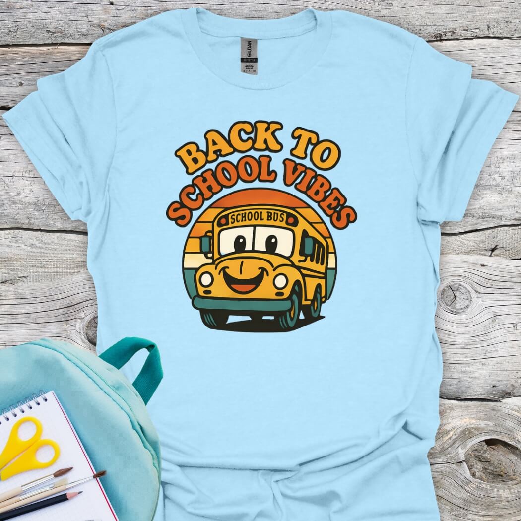 Back to school vibes tee lightblue