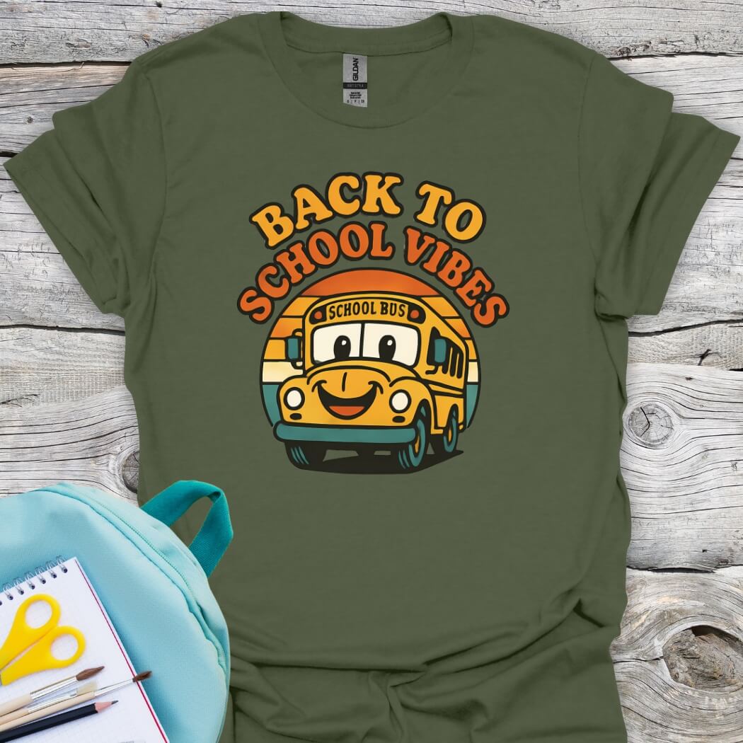 Back to school vibes tee military