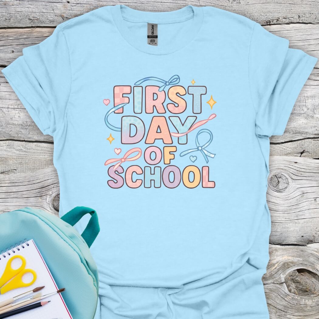 First day of school lightblue shirt