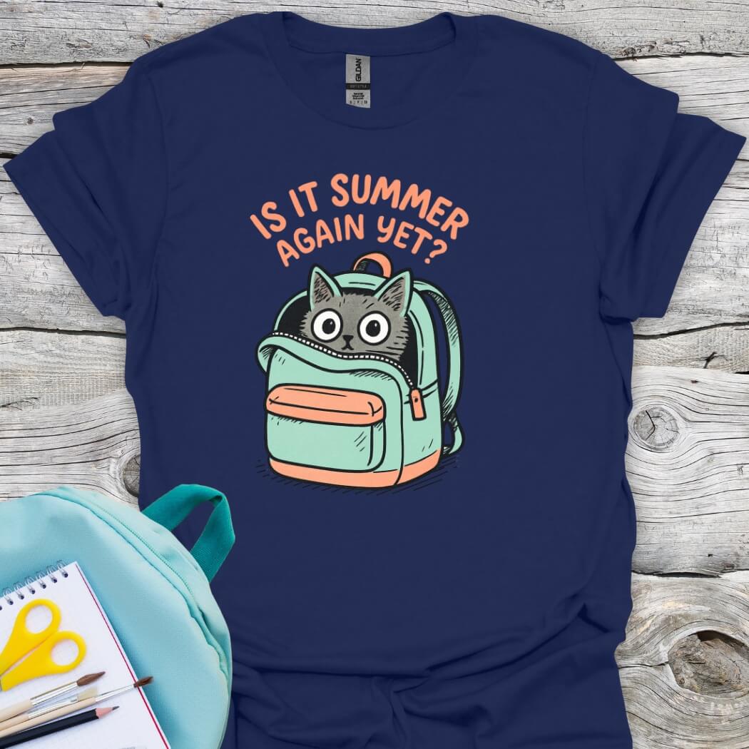 Is it sommer again yet back to school tee navy