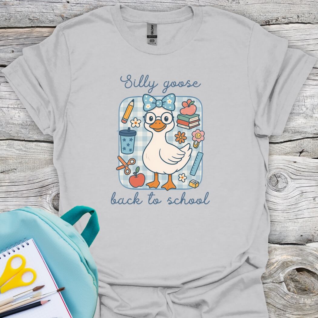 Silly goose back to school grey cute graphic tee
