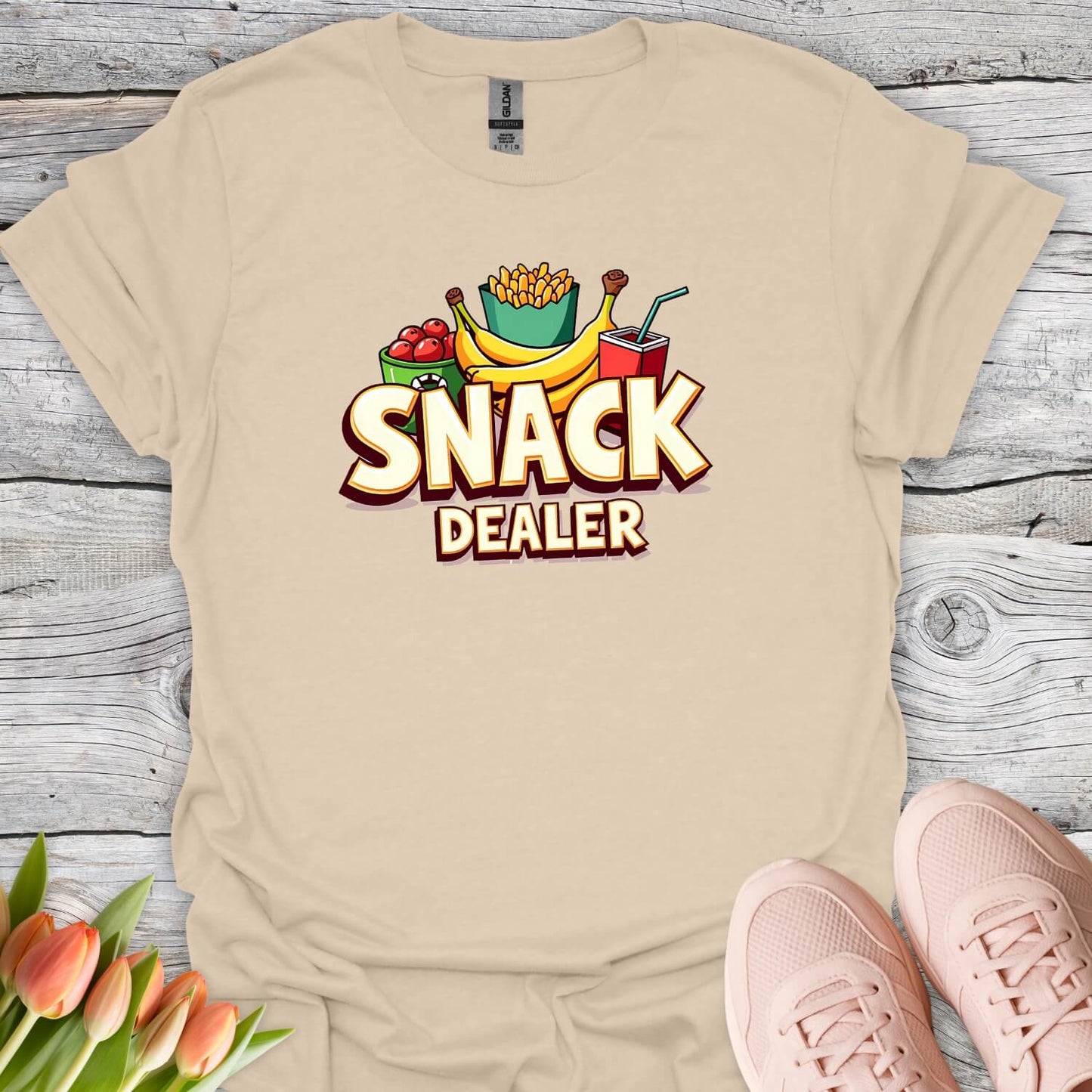 Snack dealer funny sand tee