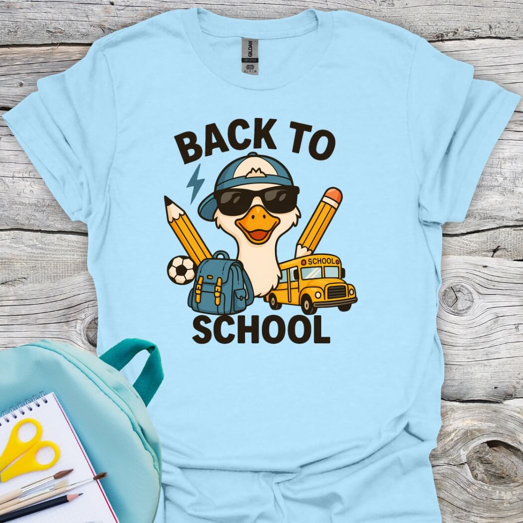 Back to school goose lightblue tee