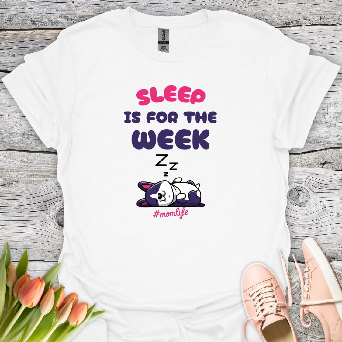 White sleep is for the week momlife tee