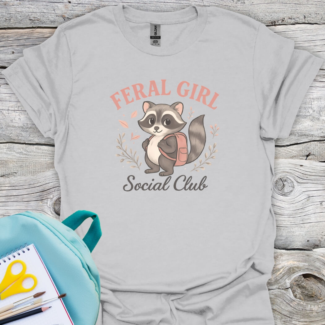 Feral girl social club back to school grey graphic tee