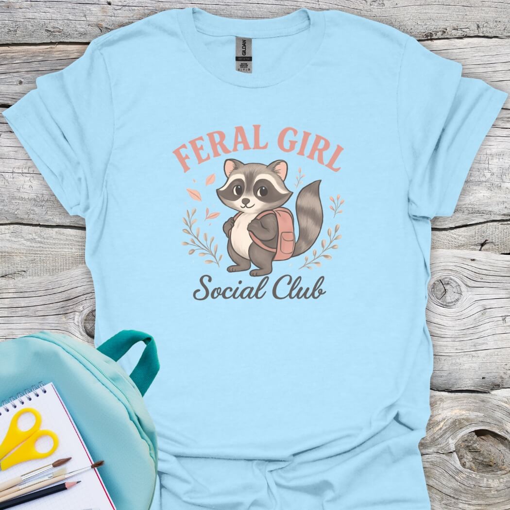 Feral girl social club back to school lightblue graphic tee