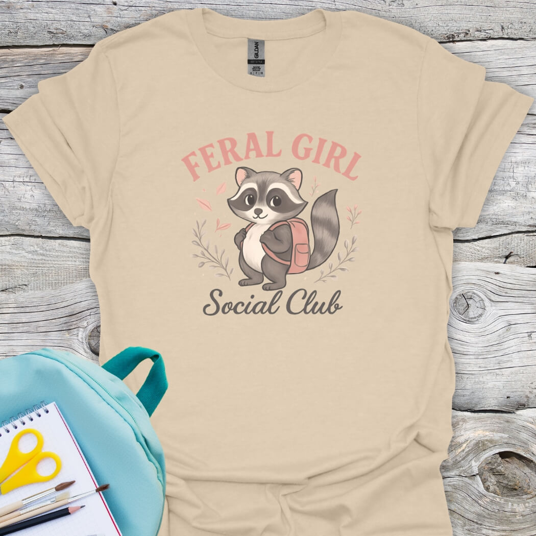 Feral girl social club back to school sand graphic tee
