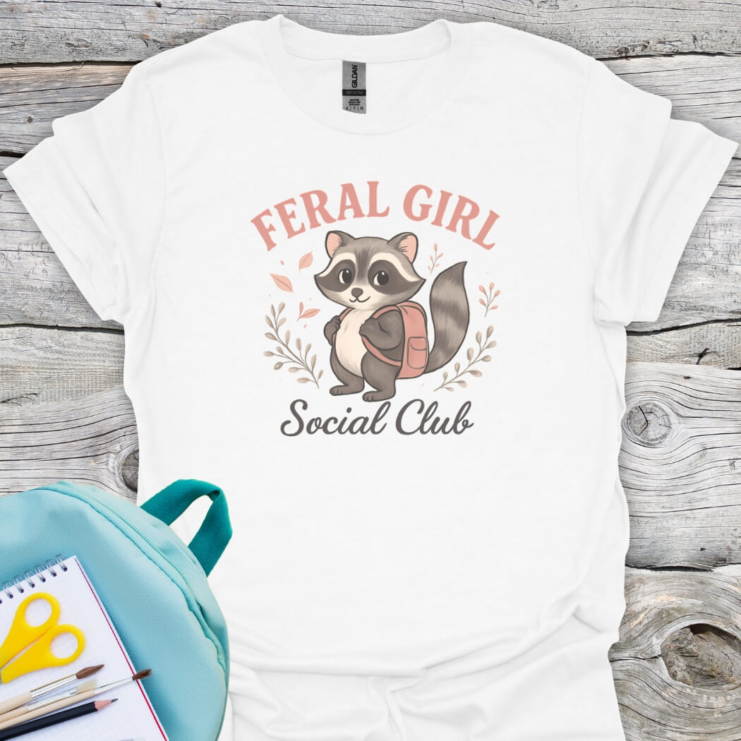 Feral girl social club back to school white graphic tee