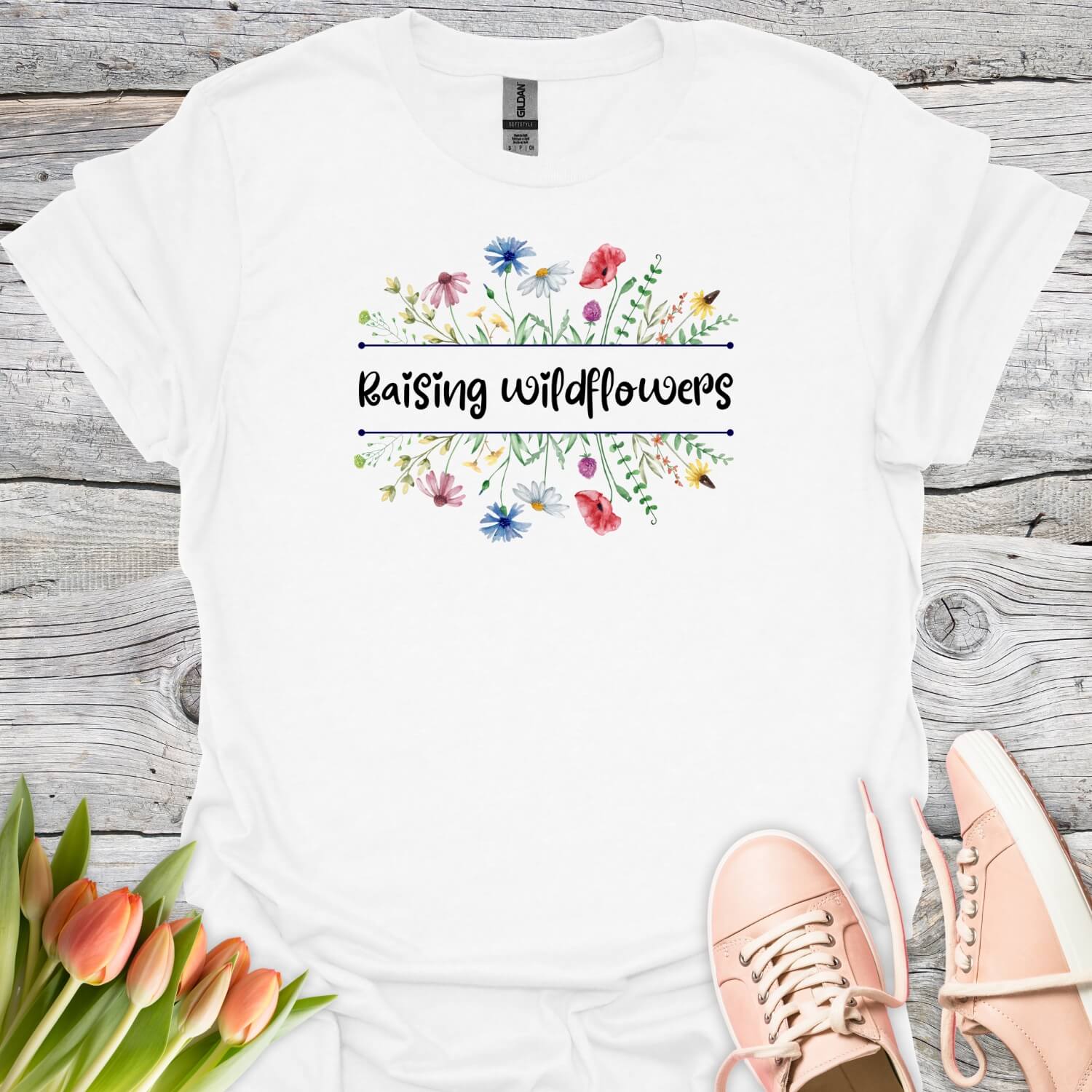 Raising wildflowers white tee