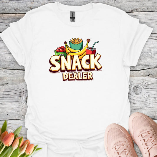 Snack dealer funny white tee