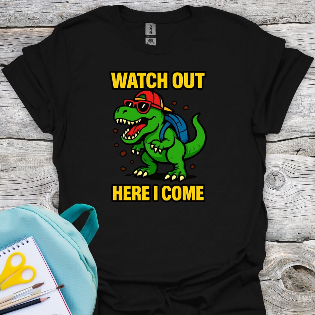 Watch out here I come back to school black youth shirt