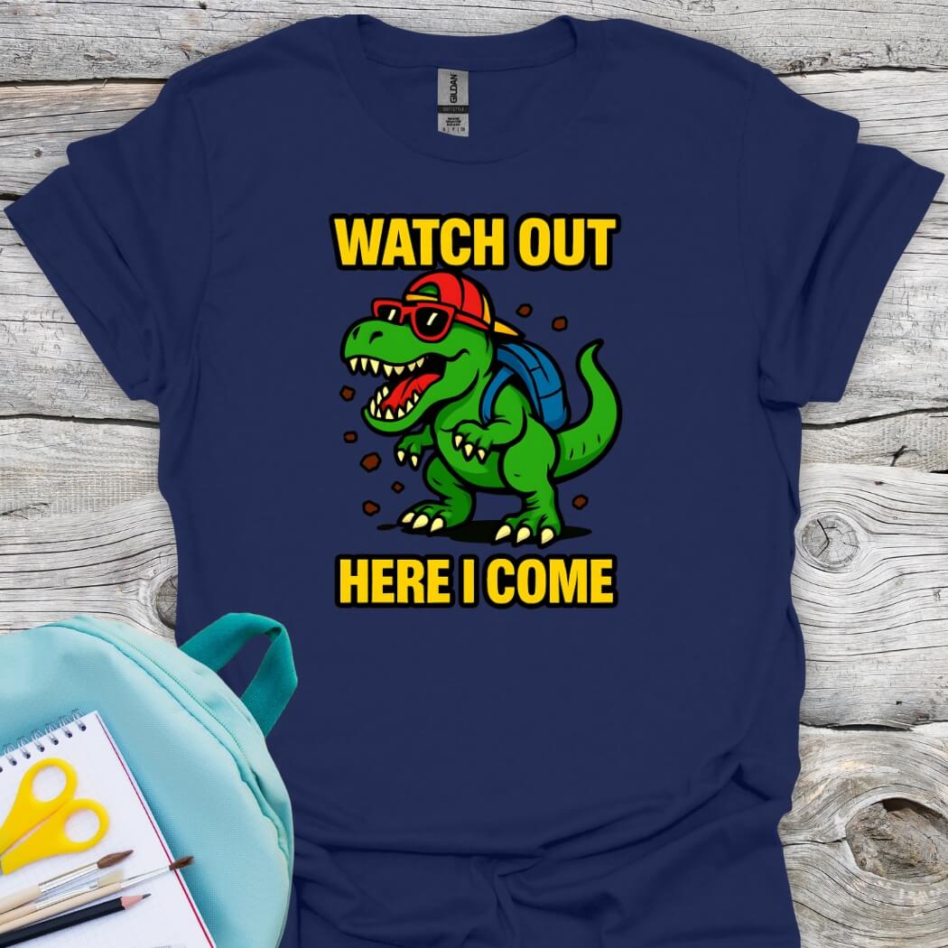 Watch out here I come back to school navy blue youth shirt