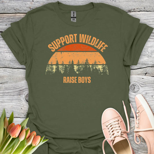 Support wildlife raise boys military shirt for boys mom